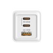 SAVIO LA-07 GaN 65W mains charger, USB, QC4.0+, PD 3.0, White