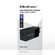 Qoltec 52382 GaN POWER PRO charger | 1xUSB type C | 1xUSB A | 100W | 5-20V | 1.5-5A | PD | Black