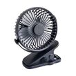 Desk fan with clip 10cm USB+battery black