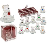 Orsetto di Vetro Con Cuore 1pz Assortimento 24/1051