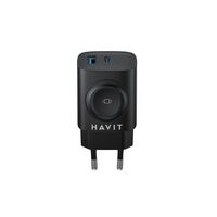 Havit UC132 EU - GaN 22 W dual-port charger with wireless charging option, black