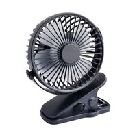 Desk fan with clip 10cm USB+battery black