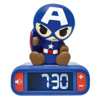 LEXIBOOK Marvel Avengers Captain America 3D Night Light Alarm Clock