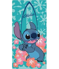 Telo Mare Poliestere Disney Stitch Aloha Flowers 70x140cm