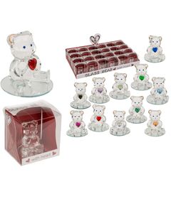 Orsetto di Vetro Con Cuore 1pz Assortimento 24/1051