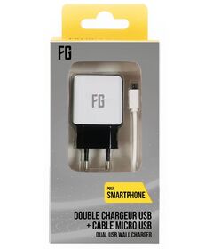 FREAKS Alimentatore AC 2 USB Slot + Cavo Micro USB 1m