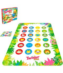 HASBRO Age: +3 years old. Number of players: 2-4. The side with Level 1 (Animal Safari) allows children to associate colours and identify animals, while the side with Level 2 (Wild Party) helps to develop movement and balance. In the Animal Safari game, the little ones spin the wheel to find out which animal picture and colour they have to go to. Then they can play at being animals on a fantastic Safari trail, and the first to reach the end of the Safari trail is the winner. Turn over the mat to set up the Wild Party game and the children will use their hands and feet to match the correct animals and colours. Who will be the last player still standing?