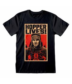 T-Shirt Stranger Things Hopper Lives S4 L STR03009TSBLL