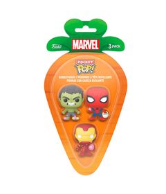 FUNKO Carrot Pocket POP blister 3 figures Marvel Spiderman Hulk Iron Man easter