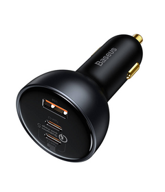 Baseus Car Charger USB/2xType-C QC 5.0 160W Gray + Cable Type-C 100W