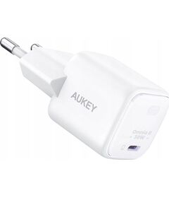 AUKEY MAINS CHARGER GAN USB-C, PD 30W, WHITE