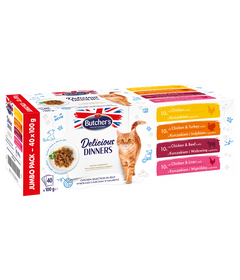 BUTCHER'S Delicious Dinners Jumbo Pack - wet cat food - 40 x 100g
