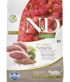 FARMINA N&D Quinoa Cat Duck, Broccoli, Asparagus Neutered Adult  - dry cat food - 300 g