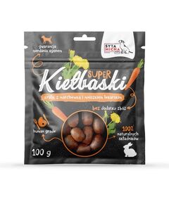 SYTA MICHA Great sausages with rabbit, carrot and dandelion - dog treat - 100g