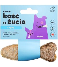 AZANKI Bone with salmon in salmon skin with thyme and basil in fish shape - treat for dogs - 12 cm