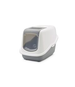 SAVIC Nestor White-Grey - Covered Cat Litter Box - 56x39x38.5 cm - 1 pc