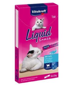 VITAKRAFT Liquid Snack Salmon - cat treats - 6 x 15g