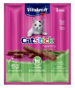 VITAKRAFT CatStick Mini Chicken with grass - cat treats - 3 pcs