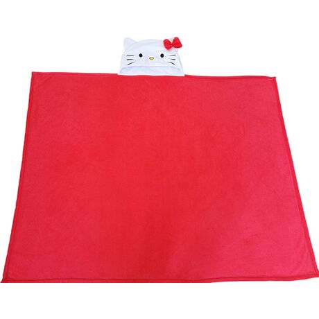 Coperta in Pile con Cappuccio Hello Kitty Fiocco Rosso