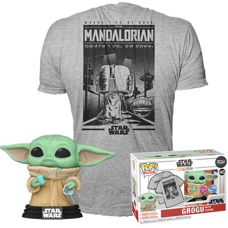 FUNKO TEE+POP Star Wars The Mandalorian Grogu w/Cookie L 63623