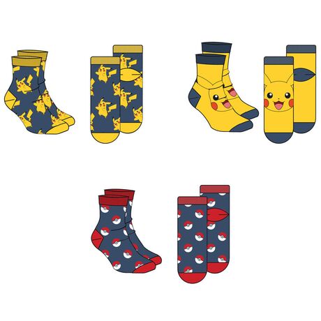 NINTENDO Pokemon assorted pack 3 socks adult