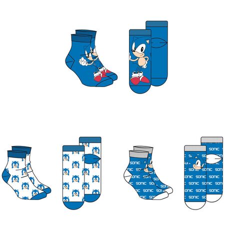 SEGA Sonic The Hedgehog assorted pack 3 socks adult