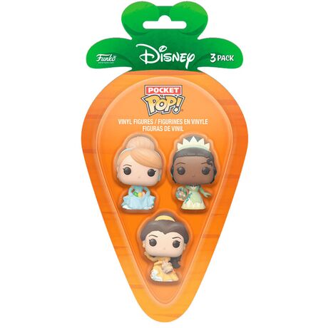 FUNKO Carrot Pocket POP blister 3 figures Disney Princess Cinderella Tiana Bella easter