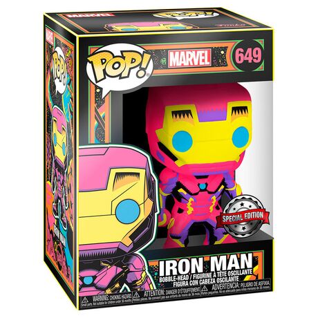 FUNKO POP figure Marvel Iron Man Black Light Exclusive