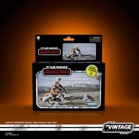 Star Wars the Mandalorian Speeder Bike Scout Trooper & Grogu figure 9cm