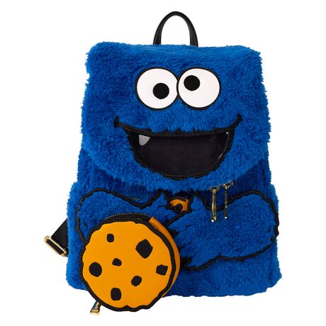 Loungefly Sesame Street Cookie Monster Plush backpack + purse 671803536524