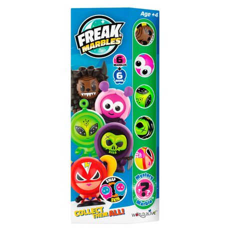 WORLD ALIVE Freak Marbles assorted set 6 Marbles + Skin