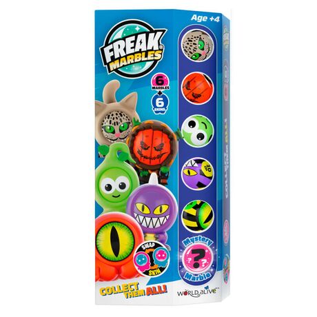 WORLD ALIVE Freak Marbles assorted set 6 Marbles + Skin