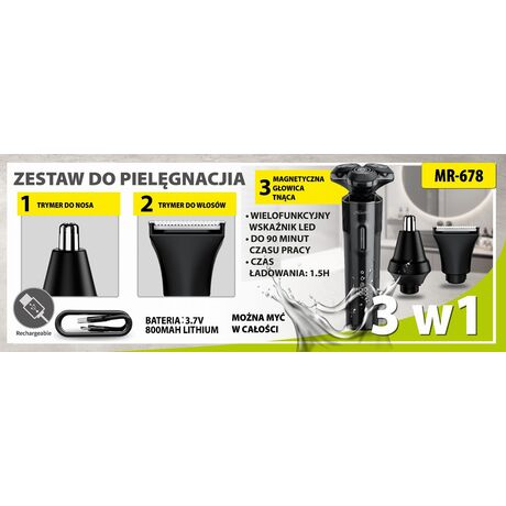 MAESTRO MR-678 3-in-1 Shaving Kit USBDo 90 min