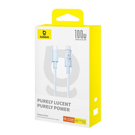 Baseus Gem USB C to USB C fast charging cable 2 m 100 W Blue