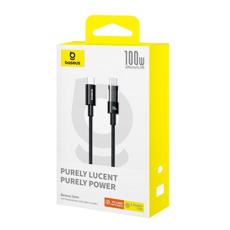 Baseus Gem USB C to USB C fast charging cable 2 m 100 W Black