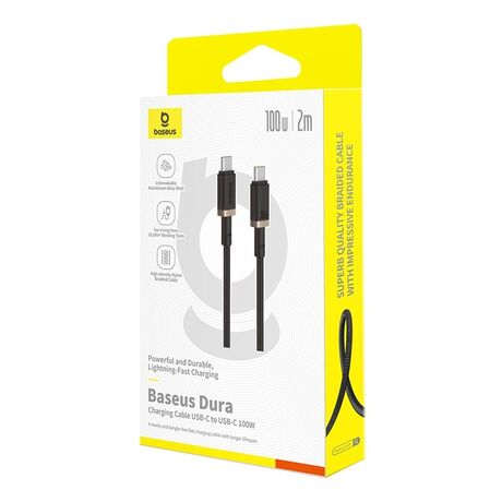 Baseus Dura Type C to Type C 100 W fast charging cable 2 m Black, Gold