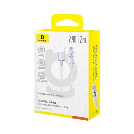 Baseus Gem USB to IP 2.4A fast charging cable 2 m Purple