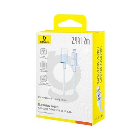 Baseus Gem USB to IP 2.4A fast charging cable 2 m Blue