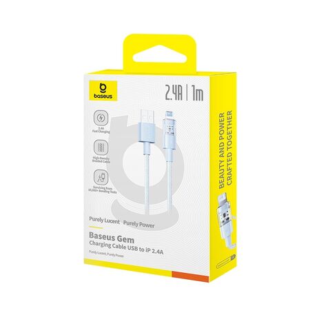 Baseus Gem USB to IP 2.4A fast charging cable 1 m Blue