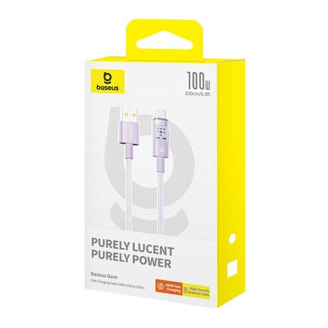 Baseus Gem USB A to USB C fast charging cable 2 m 100 W Purple