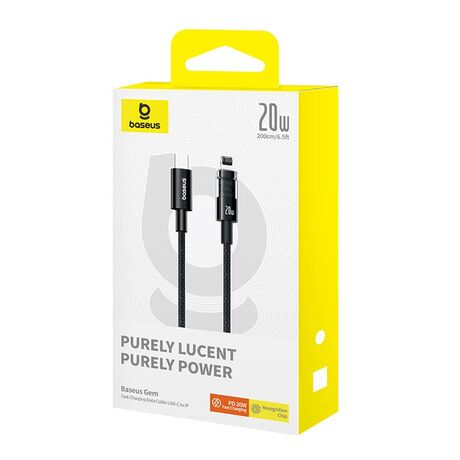 Baseus Gem USB-C to iP fast charging cable 2 m 20 W Black