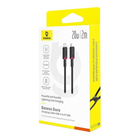 Baseus Dura Type C fast charging cable for iP 20 W 2 m Black, Red