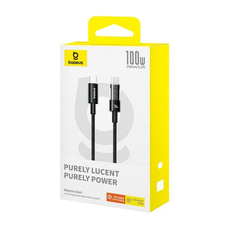 Baseus Gem USB C to USB C fast charging cable 1 m 100 W Black