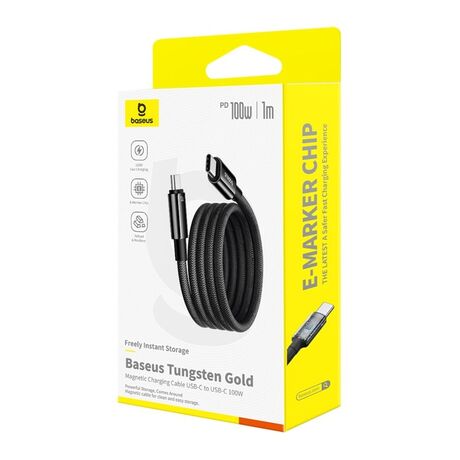 Baseus Tungsten Magnetic USB C to USB C fast charging cable 1 m 100 W Black