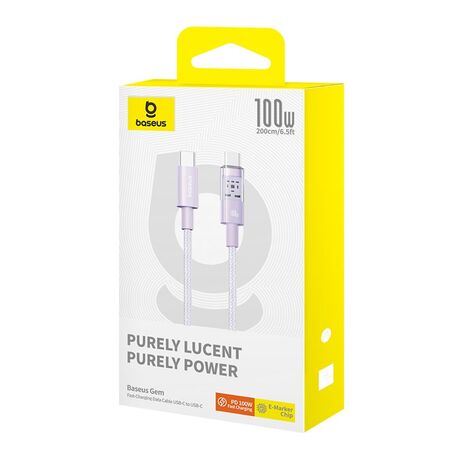 Baseus Gem USB C to USB C fast charging cable 2 m 100 W Purple