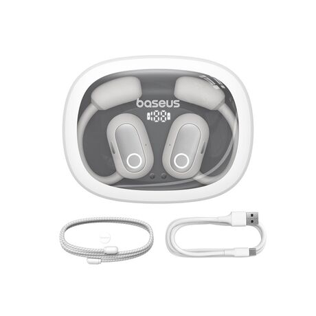 Baseus Eli Fit Open- Ear Headset Wireless Connectivity/Music USB Type-C Bluetooth White