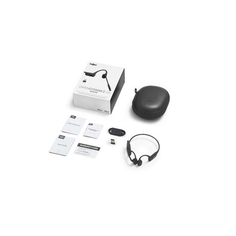 SHOKZ OpenComm2 UC 2025 Upgrade Wireless Bluetooth Bone Conduction Videoconferencing Headset with USB-C Charging Port and USB-A adapter | 16 Hr Talk Time, 29m Wireless Range, 1 Hr Charge Time | Includes Noise Cancelling Boom Mic and Dongle, Black