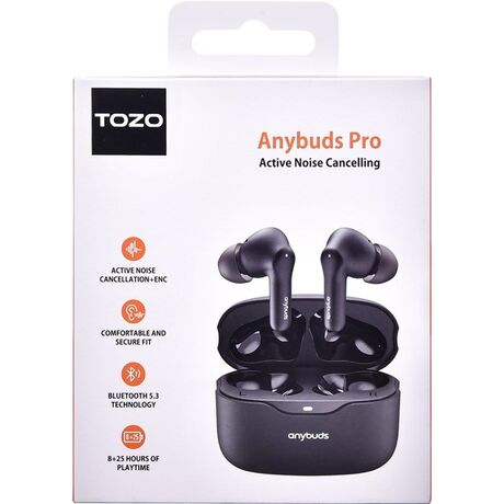 TOZO Anybuds Pro True Wireless Stereo (TWS) In-Ear USB Type-C Bluetooth Headset Black