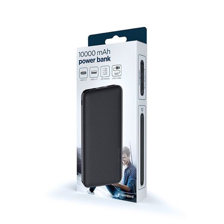 Gembird PB10-02 power bank Lithium Polymer (LiPo) 10000 mAh Black