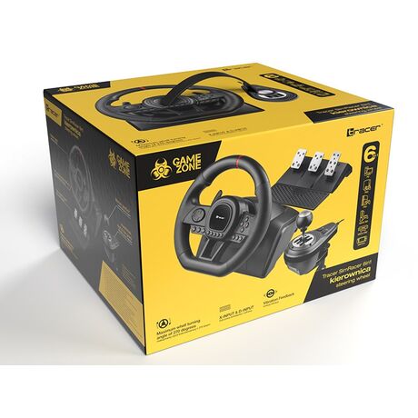 Tracer TRAJOY47345 Gaming Controller Black Steering Wheel + Pedals PlayStation 4, PlayStation 3, Xbox One, Xbox 360, Switch, PC